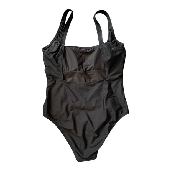 #189, Antonio Melani black one piece swimsuit with white pearl buttons, size L - Picture 2 of 3